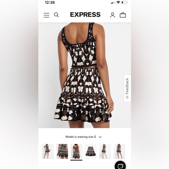 Express High Waisted Abstract Print Ruffle Mini Sweater Skirt size XS - Picture 2 of 6